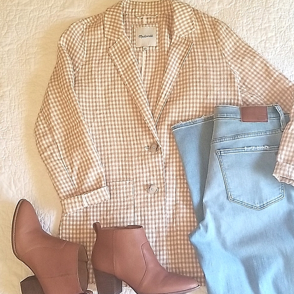 Madewell NWOT Gingham Dorset Blazer Medium - Picture 4 of 9